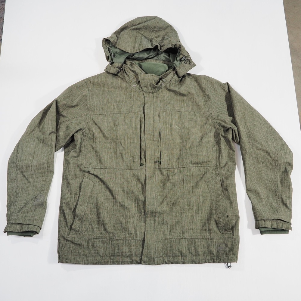 REI Co Op Jacket Mens Extra Large Olive Green Hooded Full Zip Heathered Outdoor